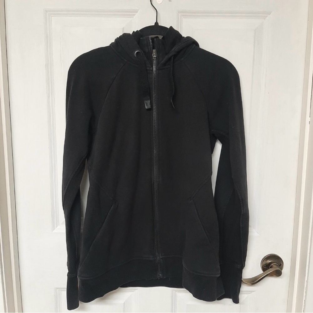 Athleta Triumph Black Zippered Winter Sweatshirt Jacket MT Medium Tall